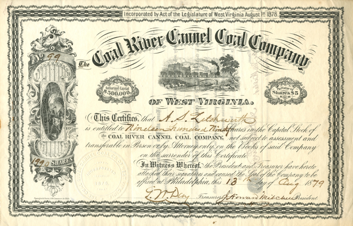 Coal River Cannel Coal Co. - Stock Certificate